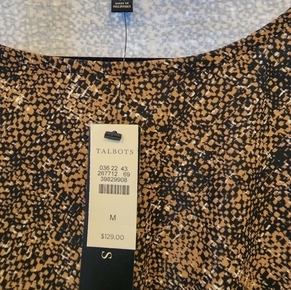 Talbots Size Medium 3/4 length‎ Sleeve Brown Black Dress NWT - Picture 4 of 11